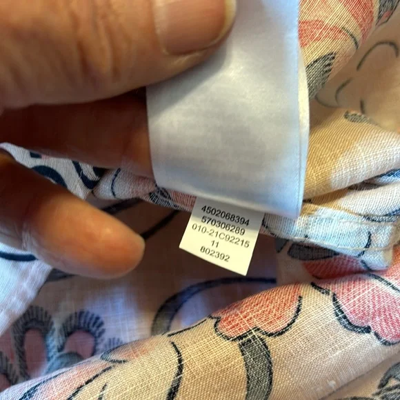 Chico’s Pink Linen Floral Print 3/4 Sleeve No Iron Shirt Top Size 00 (0/2) - Picture 8 of 14